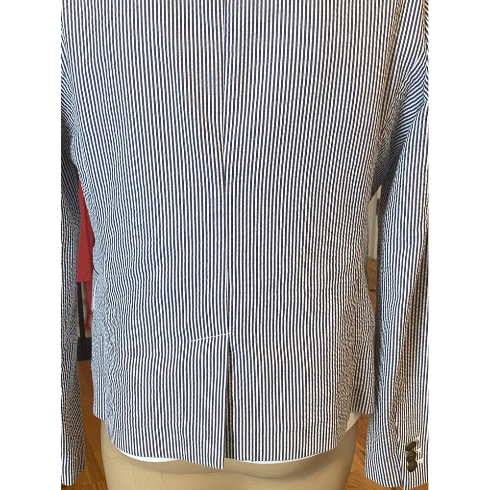 J.Crew Navy White Seersucker Pinstripe Blazer Anchor Button Jacket 66260 SP 13 - Picture 13 of 16